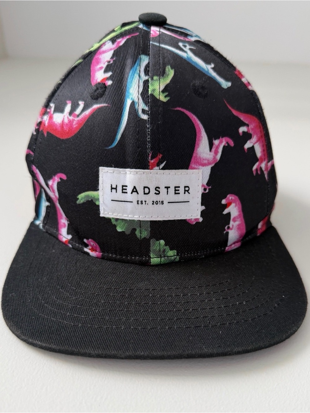 Headster Kids Black Dinosaur Snapback Hat 52cm